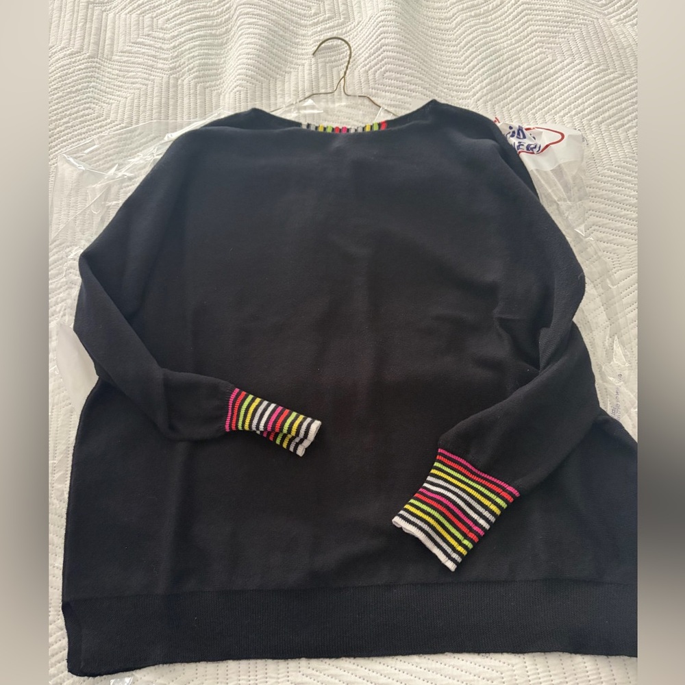 Zaket & Plover Cotton Cashmere Neon Accent Sweater